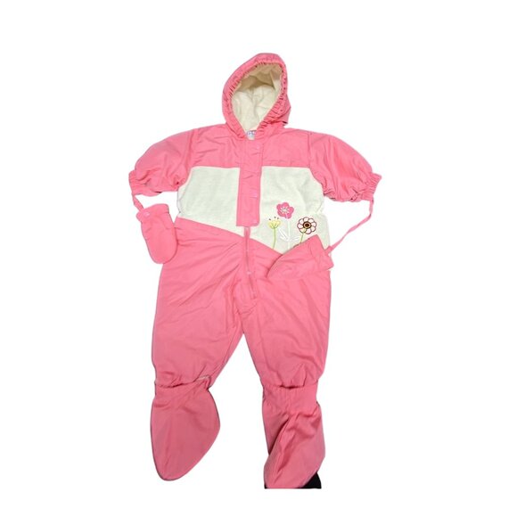 Y2K Baby Beginnings Pink Hooded Snowsuit 6–9M Winter Bunting Outfit NWT - Picture 2 of 7